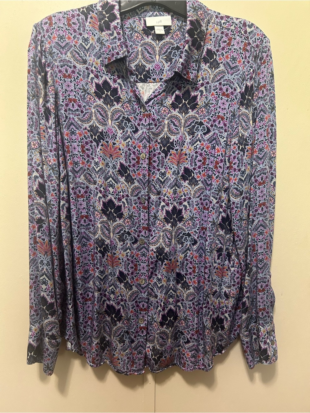 J. Jill Purple Floral Paisley Button-Up Shirt